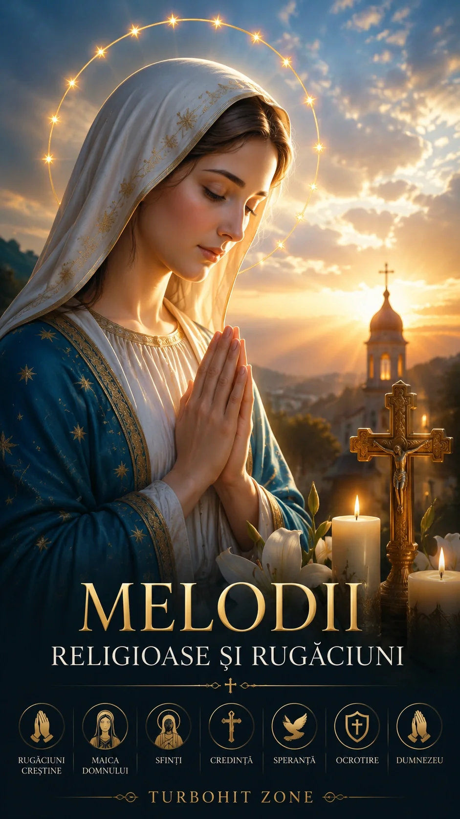 Melodii religioase și rugăciuni originale TurboHit Zone dedicate Maicii Domnului, sfinților, credinței, speranței și ocrotirii.