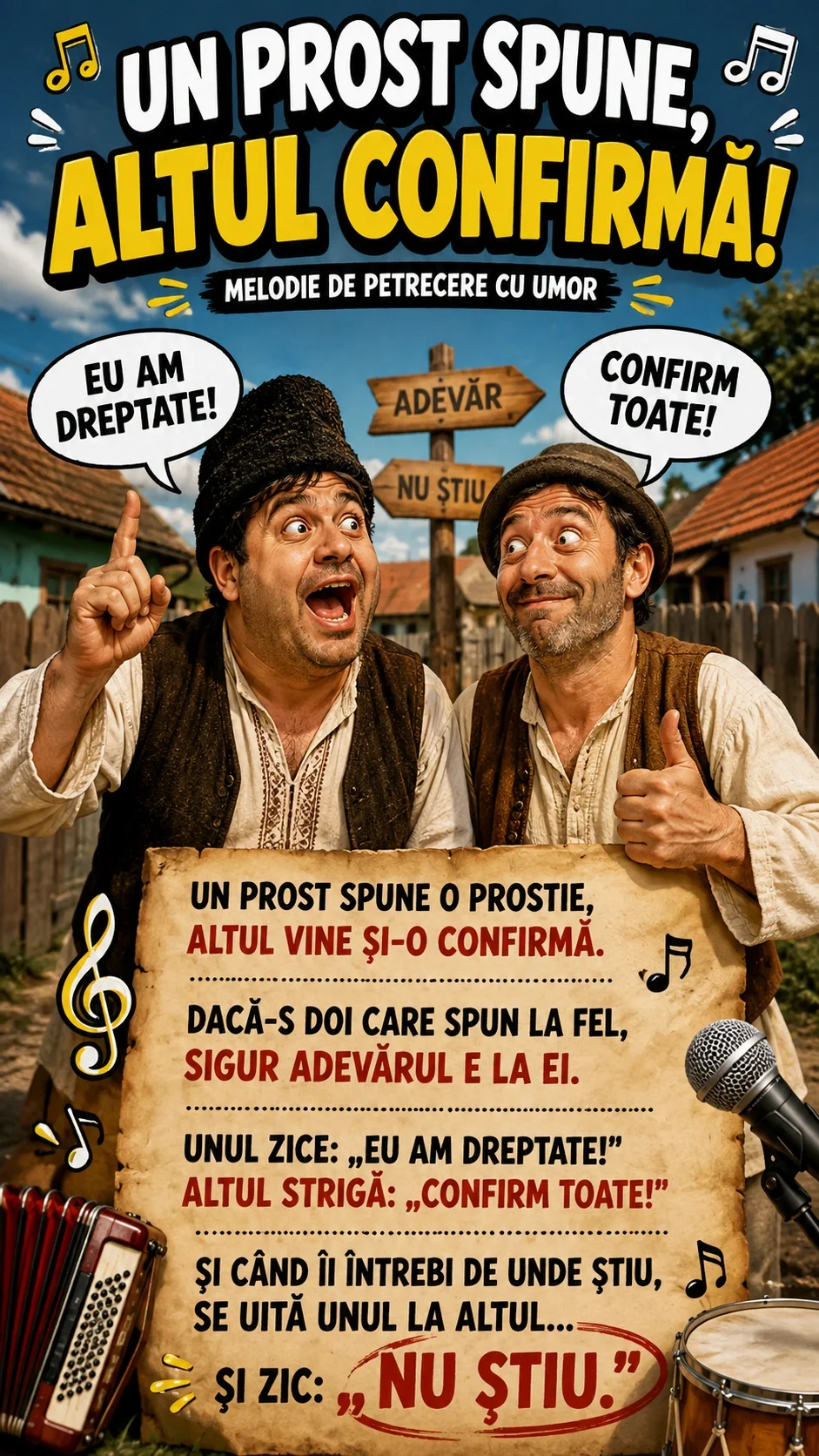 Un prost spune, altul confirmă – melodie amuzantă românească